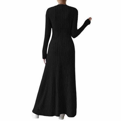 Ribbed Knit Long Sleeve Maxi Dress