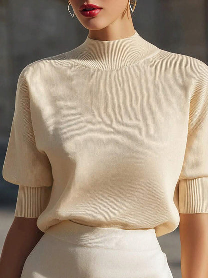 Ribbed Mock Neck Knit Sweater