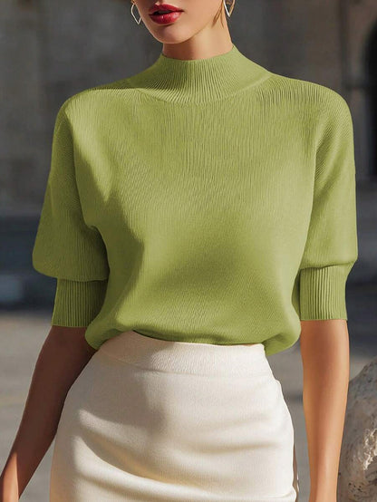 Ribbed Mock Neck Knit Sweater