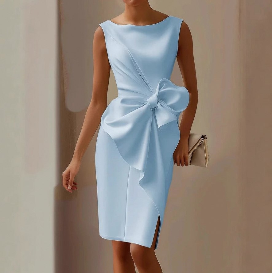 Satin Bow Front Midi Dress