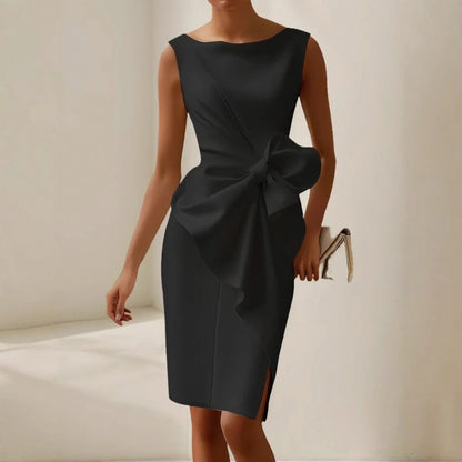Satin Bow Front Midi Dress