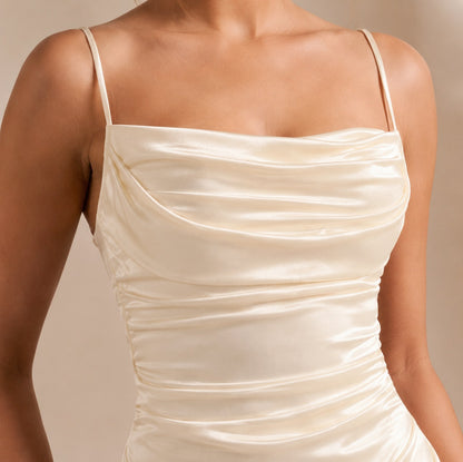 Satin Cowl Neck Maxi Dress