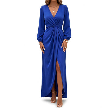 Satin Twist Front Maxi Dress