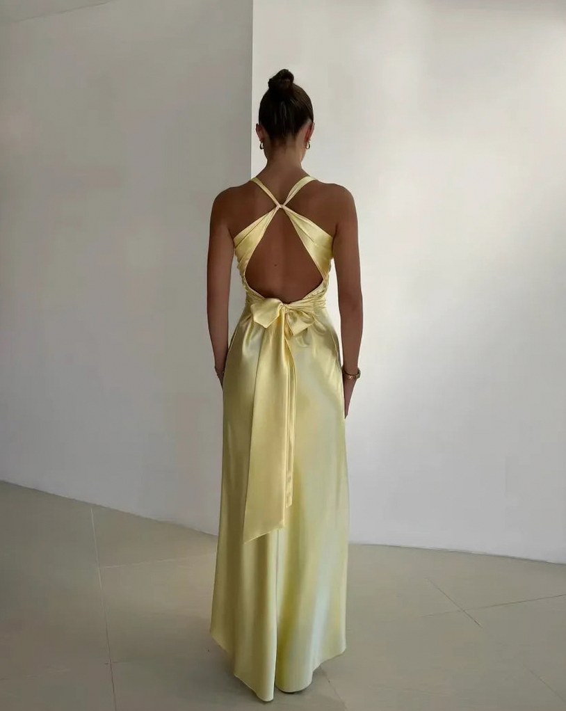 Satin Twist Front Maxi Dress