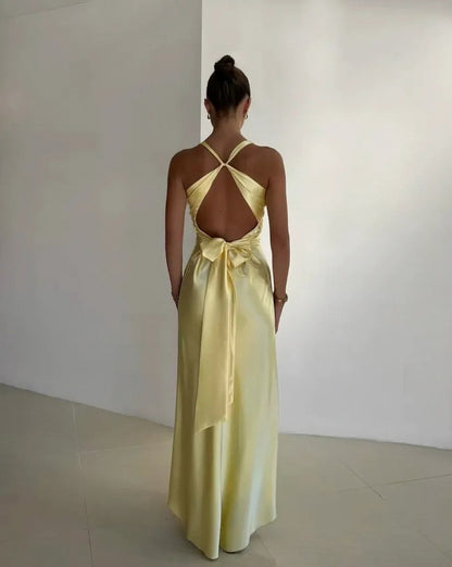 Satin Twist Front Maxi Dress