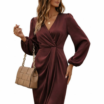 Satin Twist Front Maxi Dress