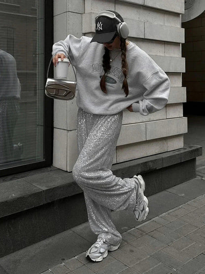 Sequin Wide Leg Pants