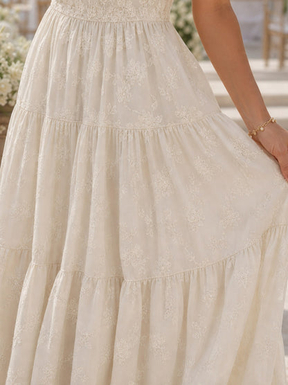 Square Neck Tiered Midi Dress