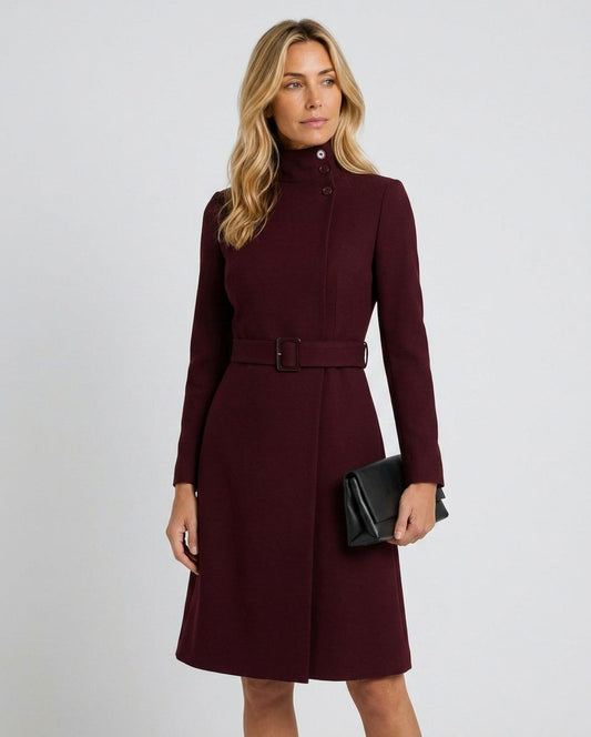 Stand Collar Belted Coat