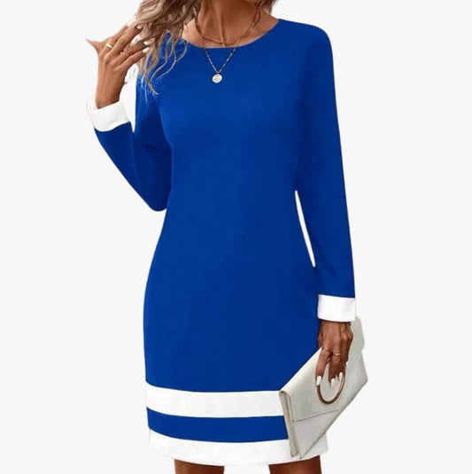 Colorblock Long Sleeve Shift Mini Dress