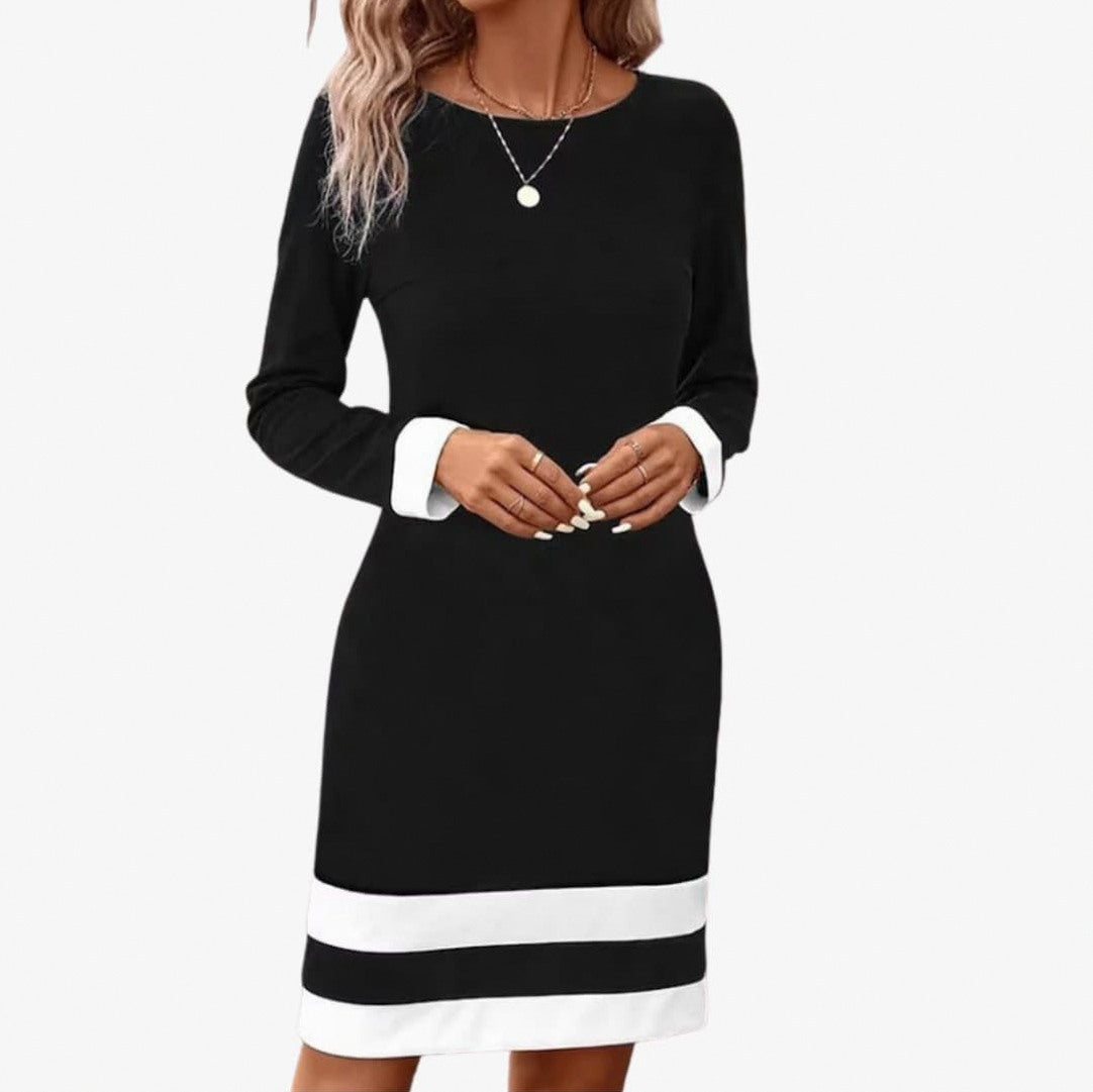 Colorblock Long Sleeve Shift Mini Dress