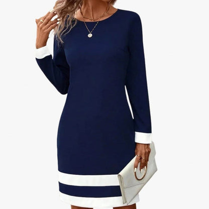 Colorblock Long Sleeve Shift Mini Dress