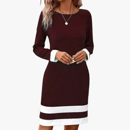 Colorblock Long Sleeve Shift Mini Dress