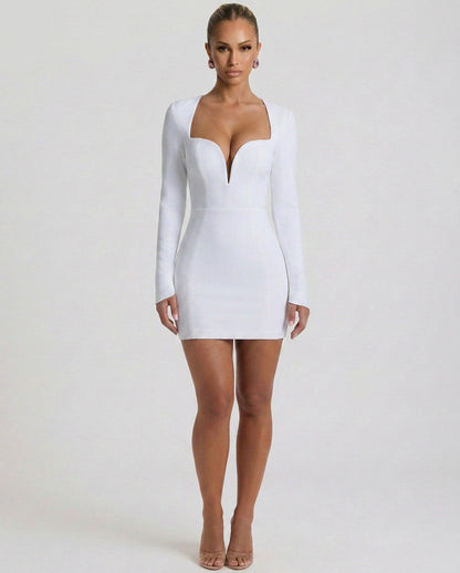 Long Sleeve Sweetheart Mini Dress