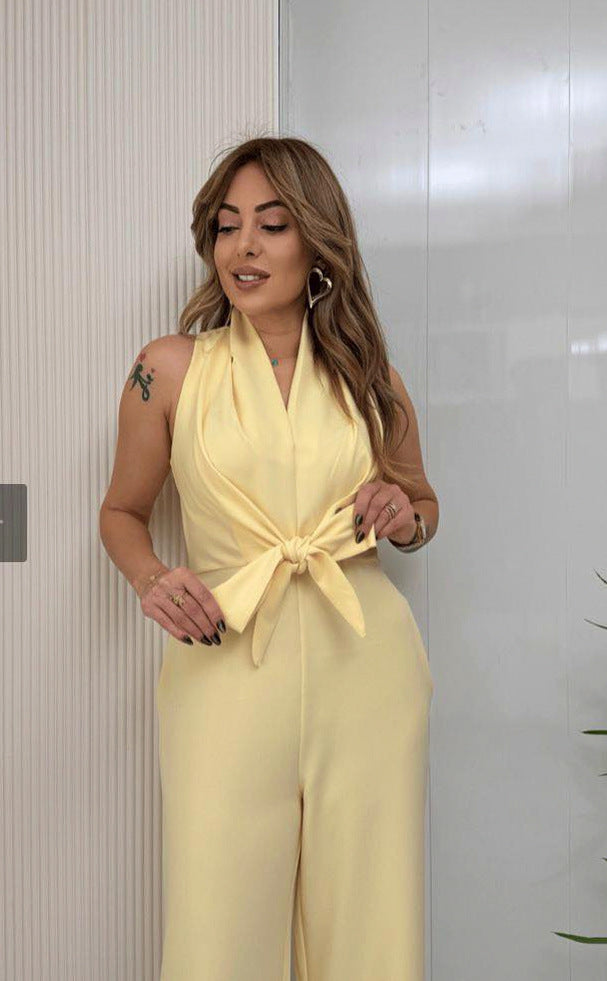 Tie Front Wide Leg Jumpsuit
