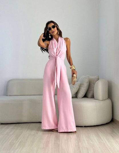 Tie Front Wide Leg Jumpsuit