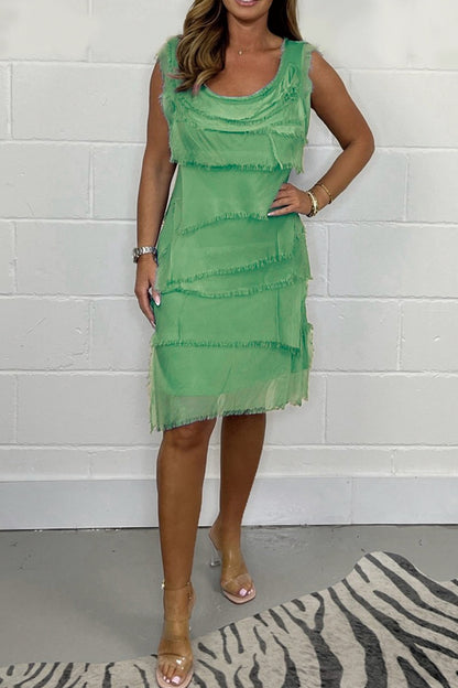 Tiered Sleeveless Midi Sundress