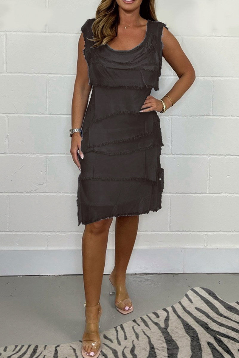 Tiered Sleeveless Midi Sundress