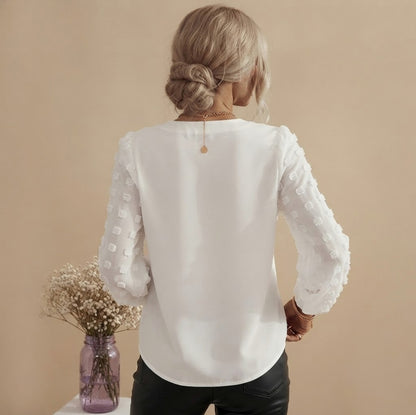 V-Neck Mesh Sleeve Blouse