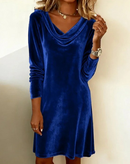 Velvet Cowl Neck Mini Dress