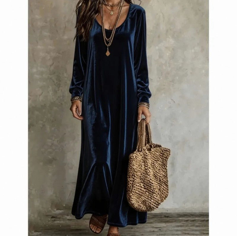 Velvet Long Sleeve Maxi Dress