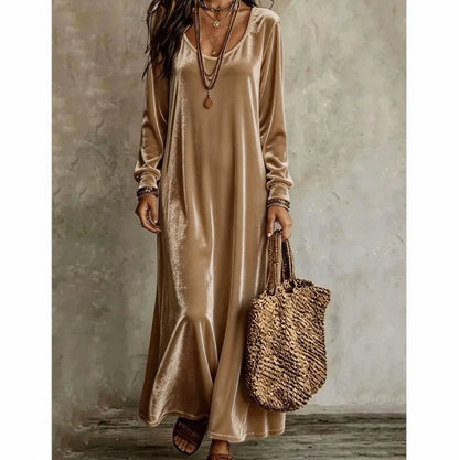 Velvet Long Sleeve Maxi Dress