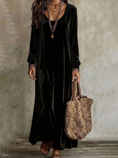 Velvet Long Sleeve Maxi Dress
