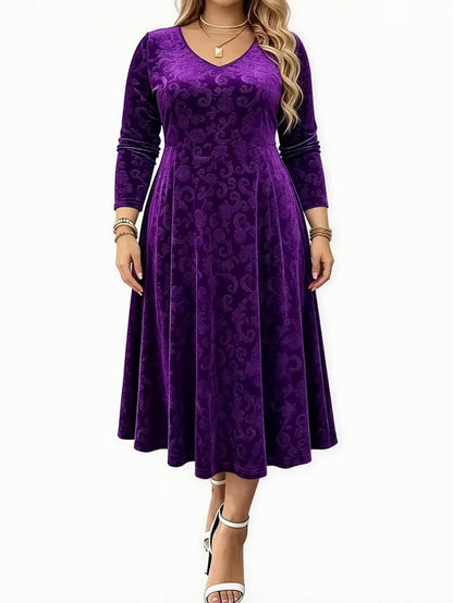 Velvet Long Sleeve Midi Dress