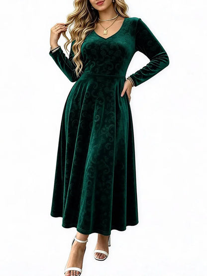 Velvet Long Sleeve Midi Dress
